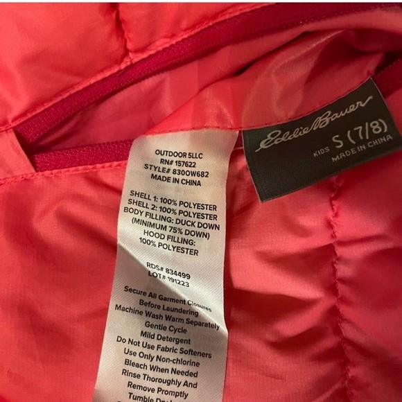 Eddie Bauer Reversible Pink Puffer Jacket Size Small 7/8 - Picture 5 of 5